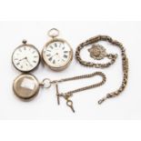 Three silver cased pocket watches,
