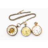 A Chester, silver cased pocket watch white metal watch chain with EPNS Albert and clasp,