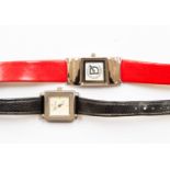 A Christian Dior ladies wristwatch, red leather strap,