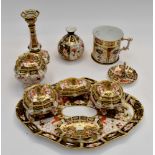 Ten pieces of Royal Crown Derby to include dressing table set