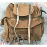 A corca 1950's iron framed khaki canvas rucksack