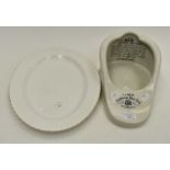 New Slipper ironstone bed pan and Royal Albert white platter