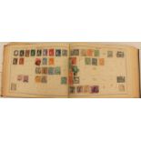 Older improved postage stamp album A-Z with inserts/spaces,