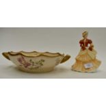 Coalport Sentiments figurine and Devon Roses bowl