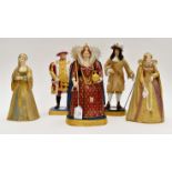 Five Royal Worcester Henry VIII, Ann Boleyn, Elizabeth I,