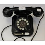 Pre WW2 German Black Bakelite Telephone. Dial marked for Police, German Red Cross etc.