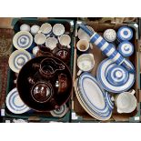 A large collection of blue and white Cornish Ware; the majority by T.