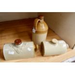 Three Victorian stoneware items including flagon,