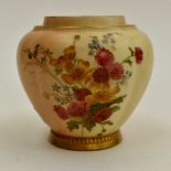 A Royal Worcester blush ivory late 19th century ginger jar, missing lid,