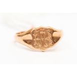 A 9ct rose gold signet ring, engraved cartouche, size R,