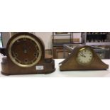 Mantle clock, 3 train, in oak case, 1950/60's, chime/silent bezel broken bat present,