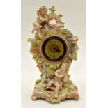 Porcelain winged cherub clock,