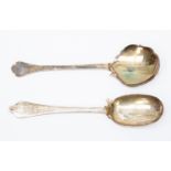 Two silver spoons replicating older patterns, one dog nose rat tail, 1909,