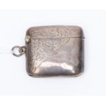 Silver vesta case, foliate pattern, Birmingham,