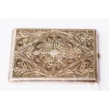 White metal filigree card case