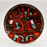 1960's Poole Pottery red and green bowl,