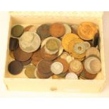 A collection of coins and medallions also half pennies 1937 / 1853