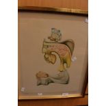Abstract Lithograph of female form. In the manner of Dali, circa 1960s. Mounted and framed.