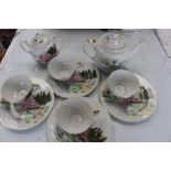 A Japanese eggshell porcelain tea service to include teapot,