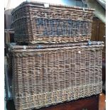 Two Harrods wicker hampers a large and a small