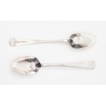 A pair of Paul Storr dessert spoons, London 1814, 2.57 ozt / 79.