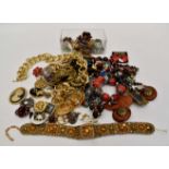A collectors lot of jewellery to include; scarf clips, vintage brooches, pendants etc,