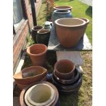 A quantity of assorted terracotta planters, ceramic planters, pots, etc,