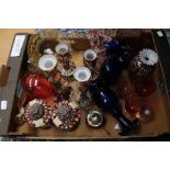 Collection of mid to late 20th Century glass wares, to include ruby glass, blue glass,