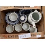 A Royal Doulton Lambethware Tangier LS 1005 part coffee set, comprising six coffee cups,