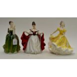 Trio of Royal Doulton lady figurines Fleur, Sara A.