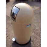 A Wesco contemporary cream and chrome pedel bin