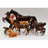 Collection of J Beswick horses and foals including huntsman