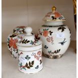 Three James Kent vases and covers,