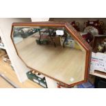 Edwardian oak framed mirror with bevelled glass