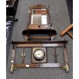 Wall mounted hat and coat rack, with barometer,