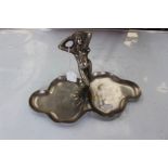 Art Nouveau style metal dish in the form of a lady on a lily pond