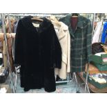 A cream wool 1960's ladies coat in mohair, pure wool with mottled button and a green,