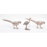 Two plate silver pheasants and an emu