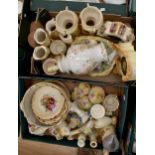 Two boxes of Hanley wares including candle sticks, planters,