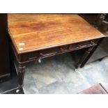 An early Victorian mahogany two drawer side table, fitted with two drawers,