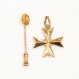 A Victorian diamond set pin with granular bead decoration, weight approx 1gms,