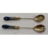 Wedgwood Jasper Ware and plated salad spoons