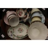 Haddon Hall bowl, dishes together with a harlequin teaset Royal Vale and a china tea set,