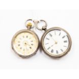 Two silver cased ladies pocket watches, both 0.