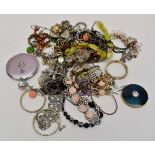 Collection of costume jewellery including bangles and compacts