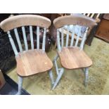 Two painted kitchen chairs.