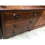 Modified oak chest of drawers with bracket feet.