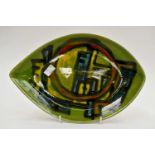 Green oval shaped Poole Pottery plate 30 cms diameter approx