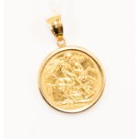 A Victorian gold sovereign pendant, date 1890, on chain, total gross weight approx 9.