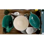 Collection of household ceramics, including Staffordshire, Wedgwood, plant pots,
